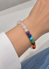 Pulsera Bolitas Chakras Rosas