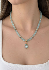 Collar Piedra Natural Aquamarina Chica