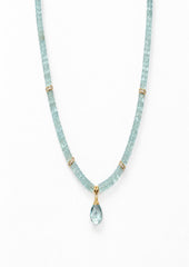 Collar Piedra Natural Aquamarina Chica