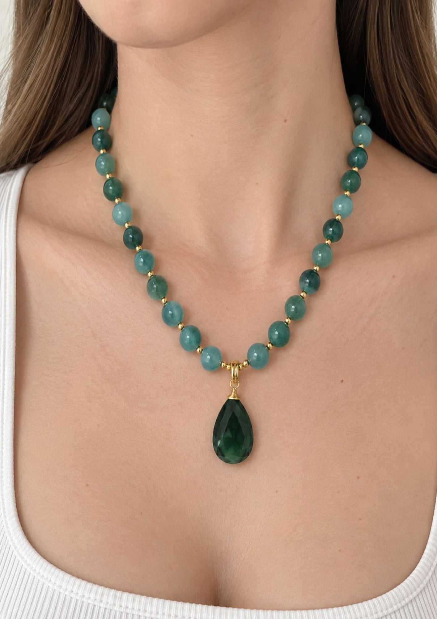 Collar Piedra Natural Agata Verde