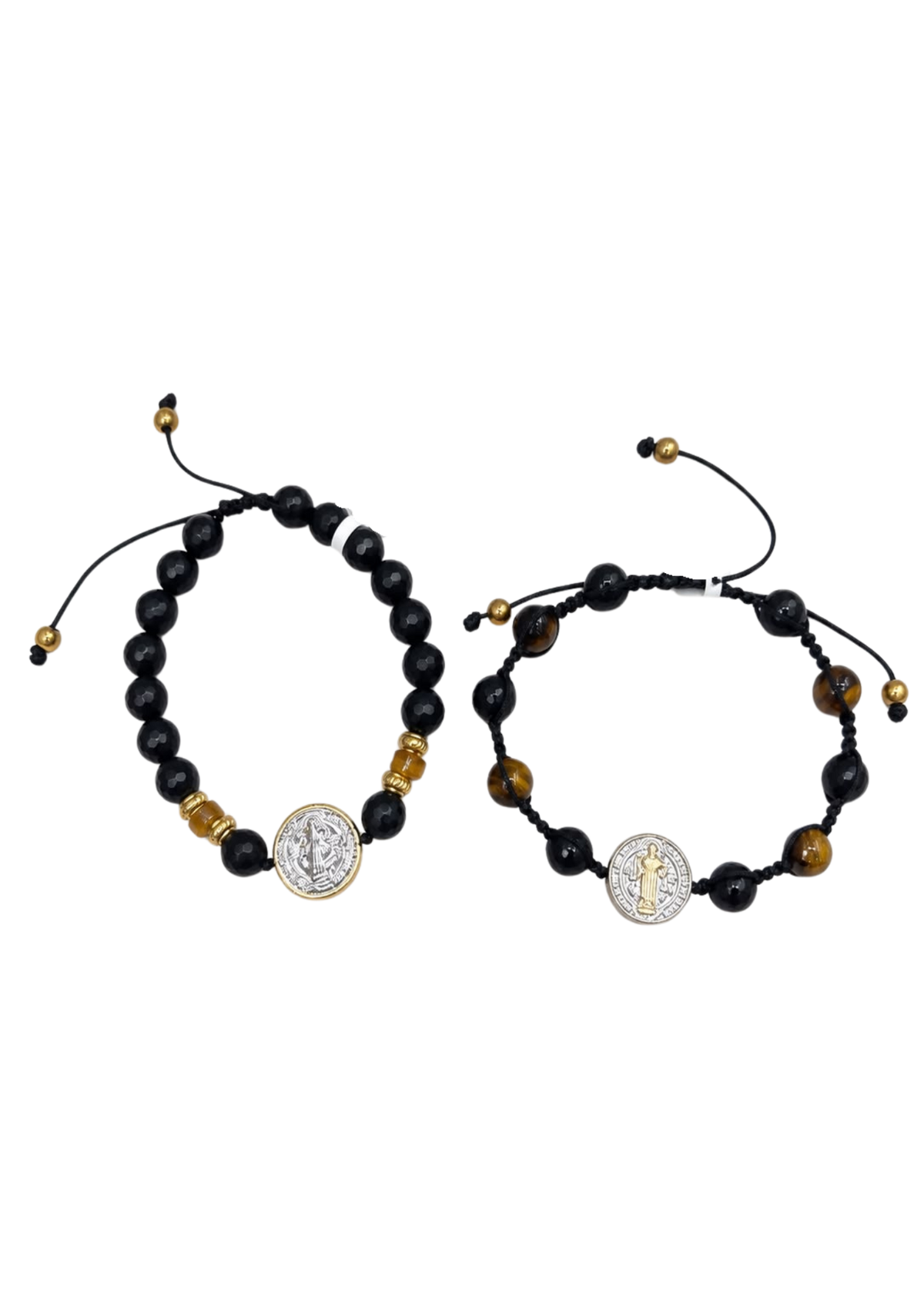 Pulsera San Benito Hilo Negro con Bolitas Negras