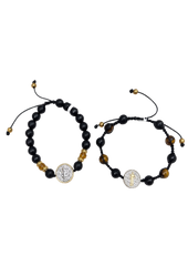 Pulsera San Benito Hilo Negro con Bolitas Negras