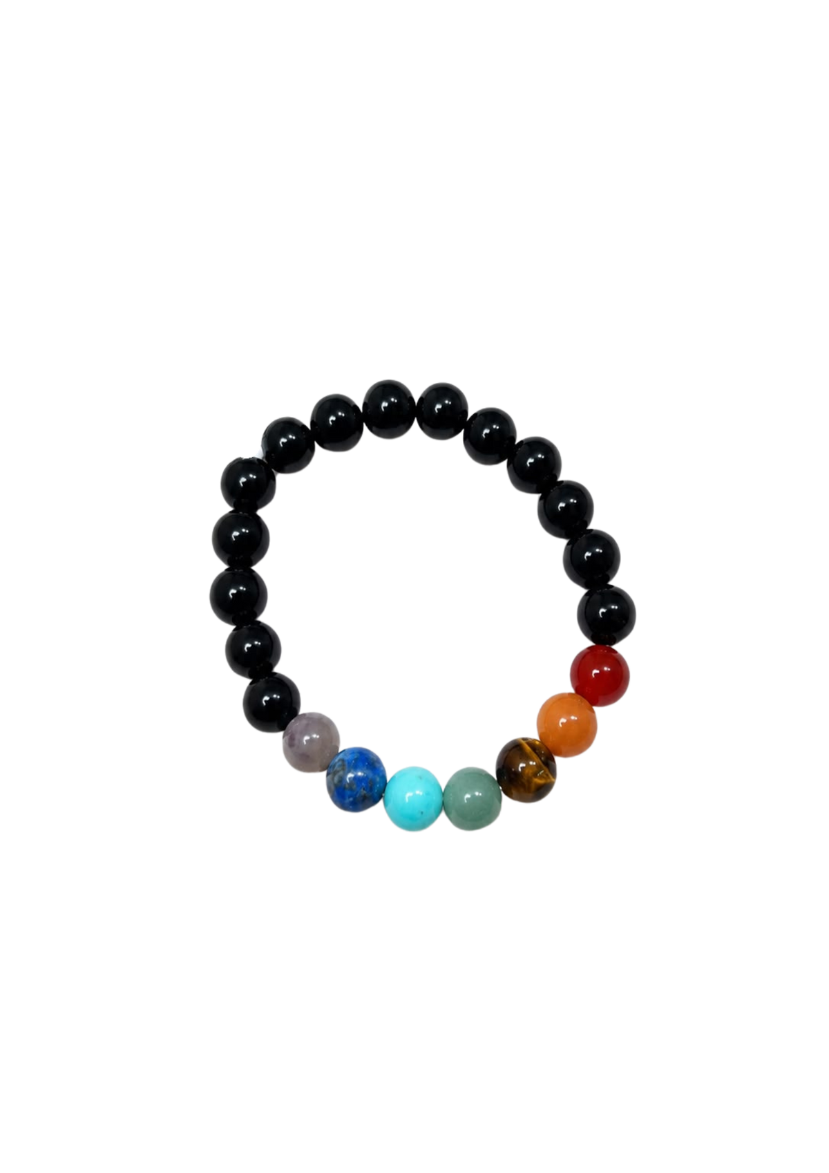 Pulseras Bolitas Chakras en Negro