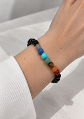 Pulseras Bolitas Chakras en Negro