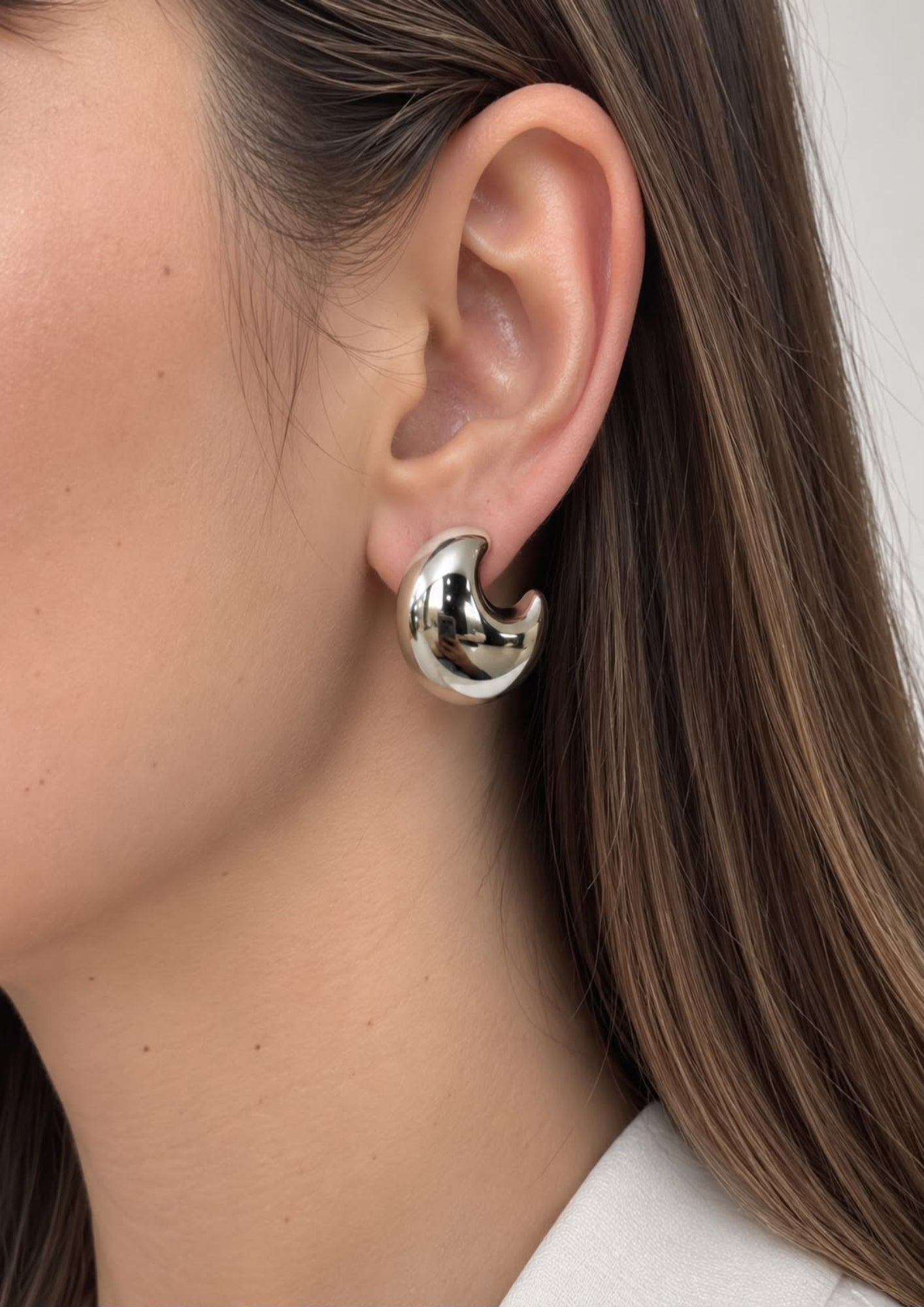 Arete Tipo Gota Chunky Silver