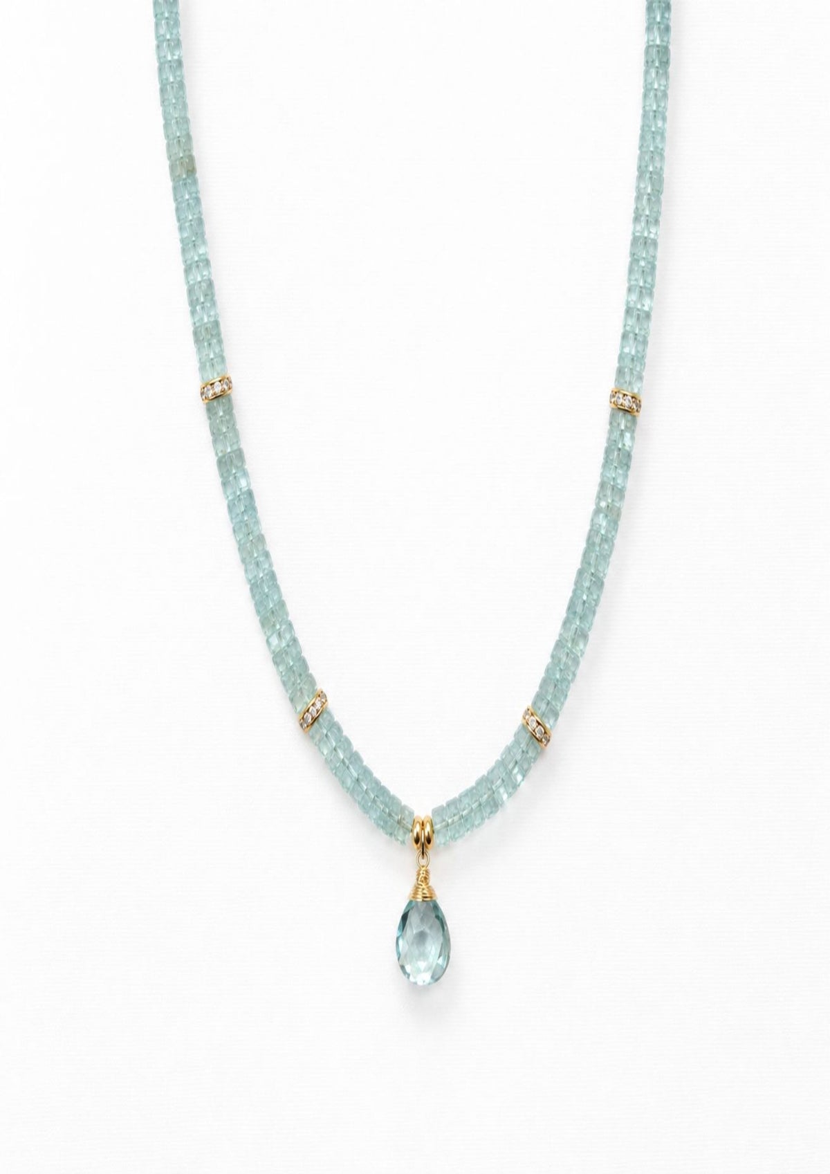 Collar Piedra Natural Aquamarina Chica